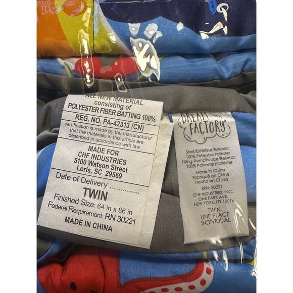 Submarine Twin Bed Set SeaLife Navy Blue Shark Ocean 5pc Dream Factory NWT - Picture 6 of 8